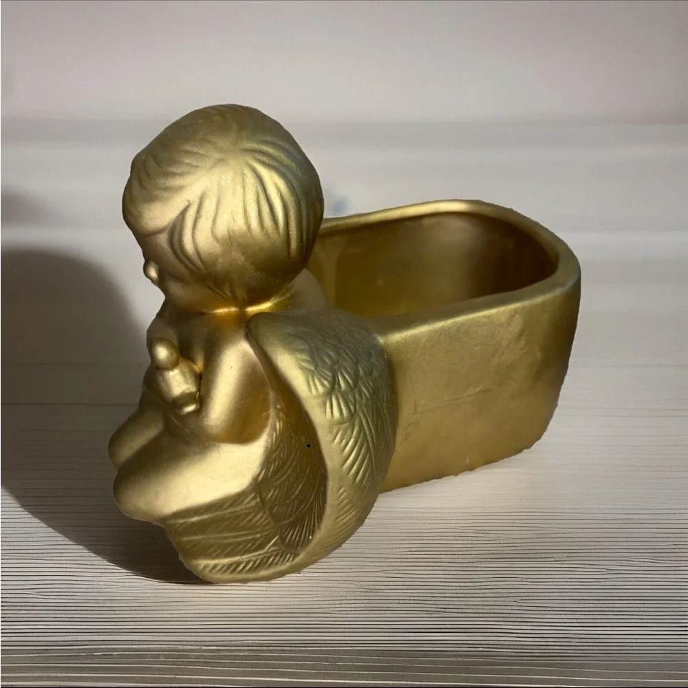 Elegant Gold Cherub Planter